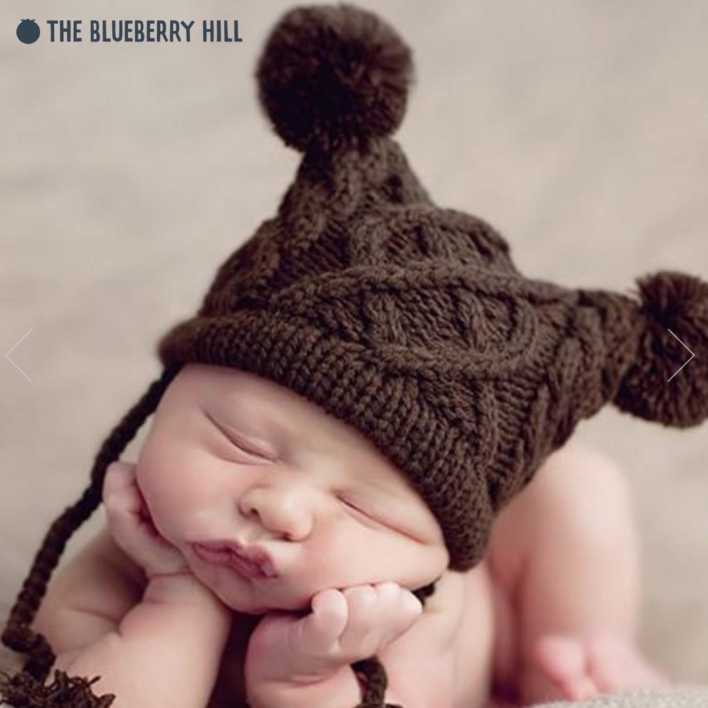 The Blueberry Hill Quinn Cable Pom Pom Hand Knit Baby Hat